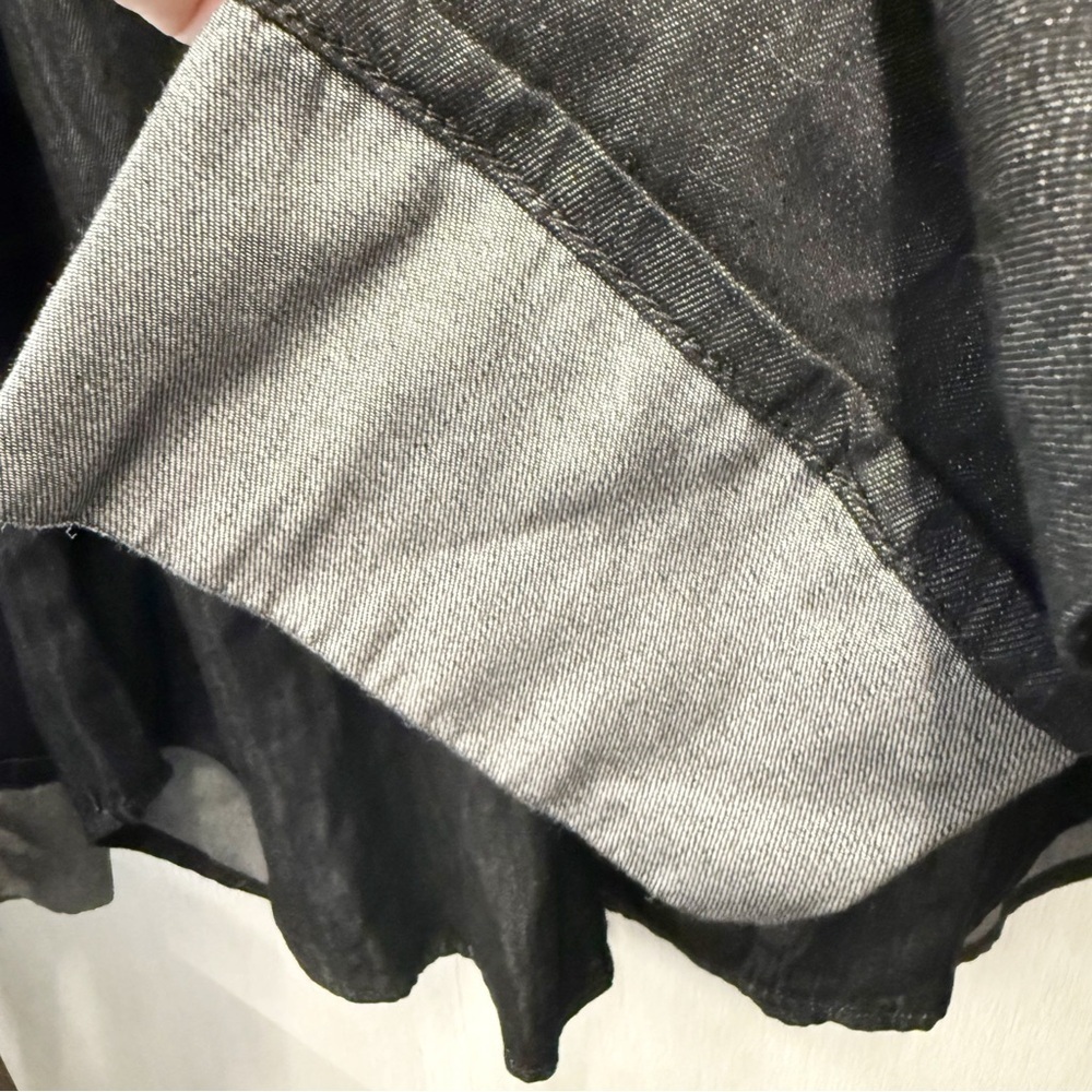 NWT WeWoreWhat Dark Gray Denim Cuff Shirt, Size Large - Picture 5 of 9